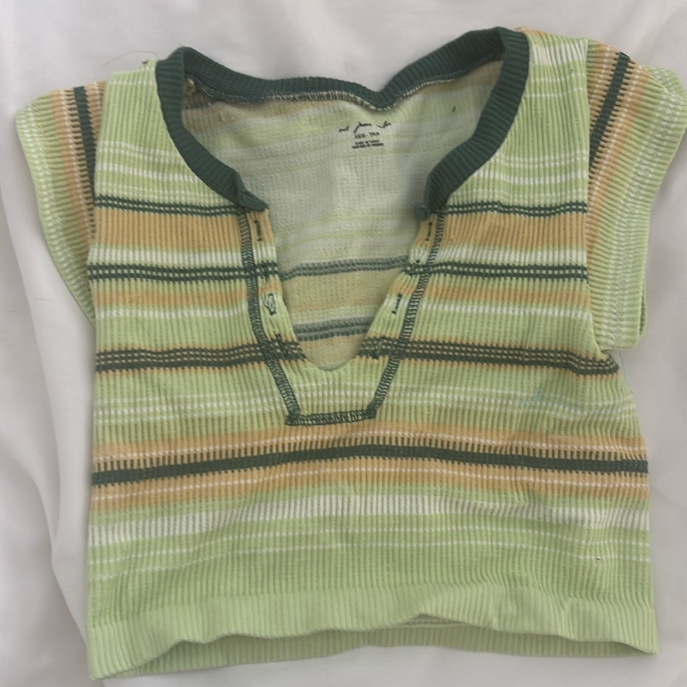 Urban Outfitters seamless top in green with striped pattern
